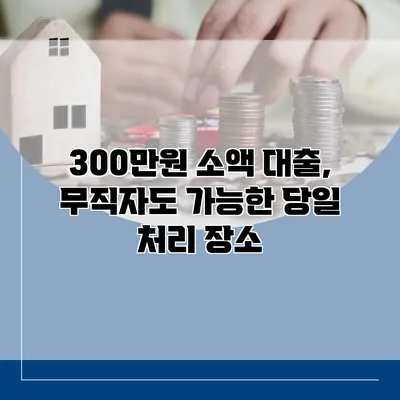 300만원 소액 대출, 무직자도 가능한 당일 처리 장소