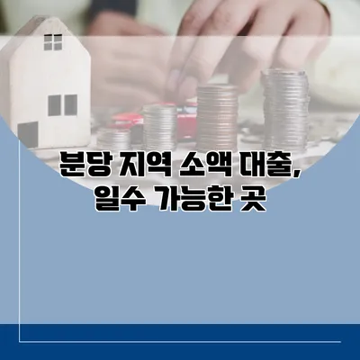 분당 지역 소액 대출, 일수 가능한 곳