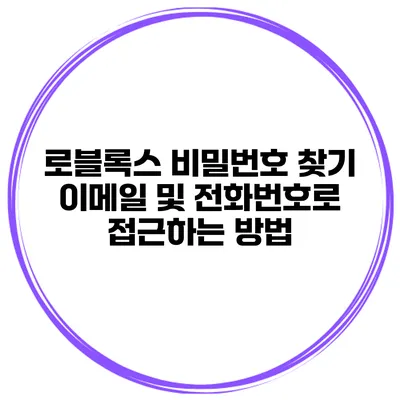 로블록스 비밀번호 찾기 이메일 및 전화번호로 접근하는 방법