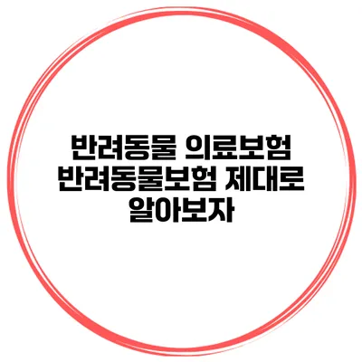 반려동물 의료보험 반려동물보험 제대로 알아보자