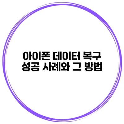 아이폰 데이터 복구 성공 사례와 그 방법