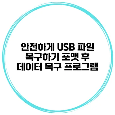 안전하게 USB 파일 복구하기 포맷 후 데이터 복구 프로그램