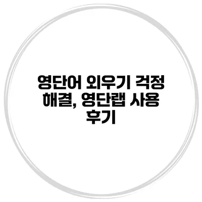영단어 외우기 걱정 해결, 영단랩 사용 후기