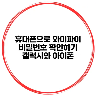 휴대폰으로 와이파이 비밀번호 확인하기 갤럭시와 아이폰